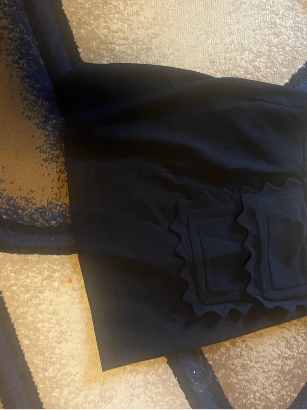 Victoria Beckham Black Midi Skirt with Scalloped Pocket Detail